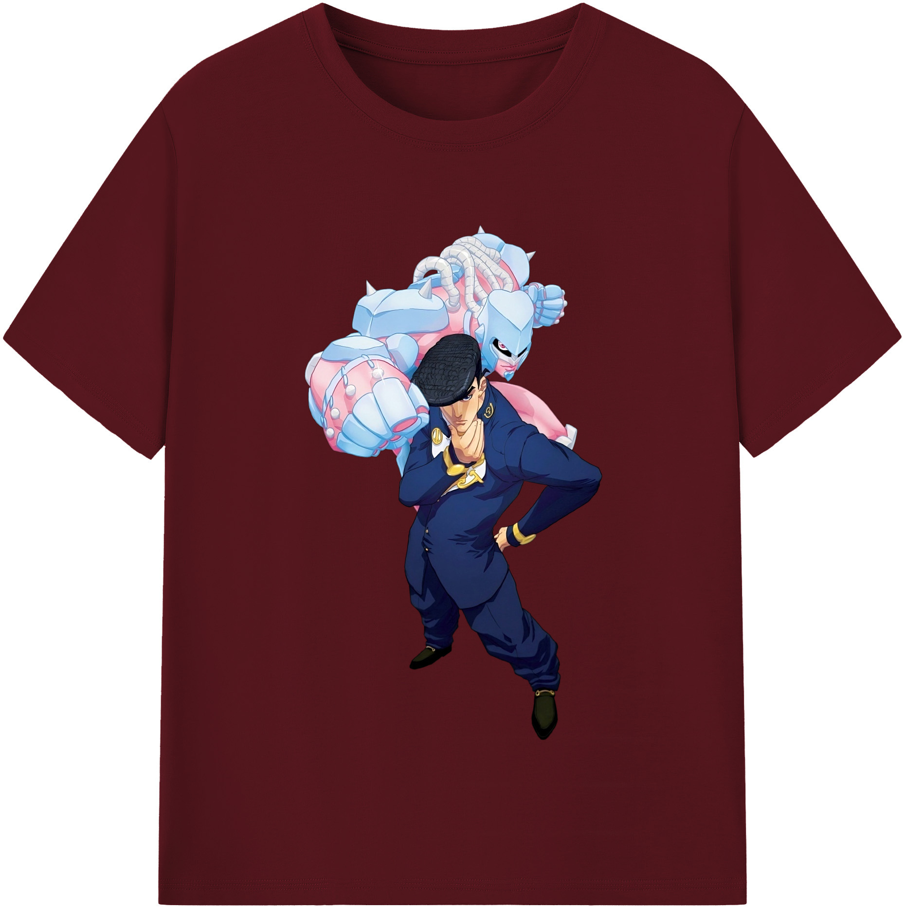 （画像用） ジョジョの奇妙な冒険 ひがしかた じょうすけ JoJo's Bizarre Adventure Higashikata Josuke 綿100％半袖Tシャツ（フロントプリント）